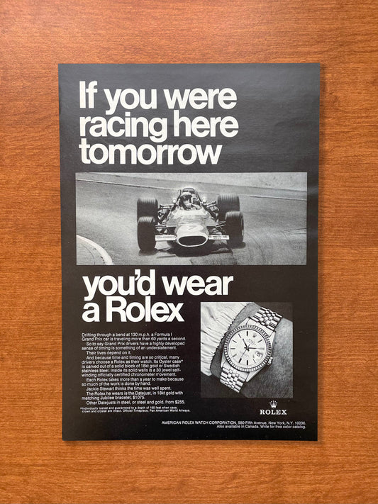 1969 Rolex Datejust Ref. 1603 "If you racing here..." Advertisement