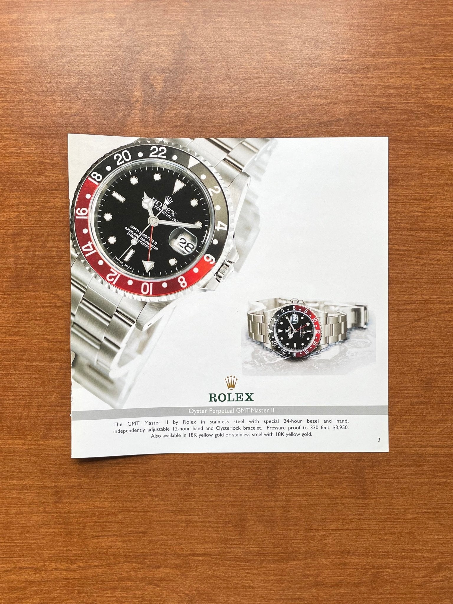 Rolex "Coke" GMT Master II Ref. 16710 (Double Image) Original Catalog