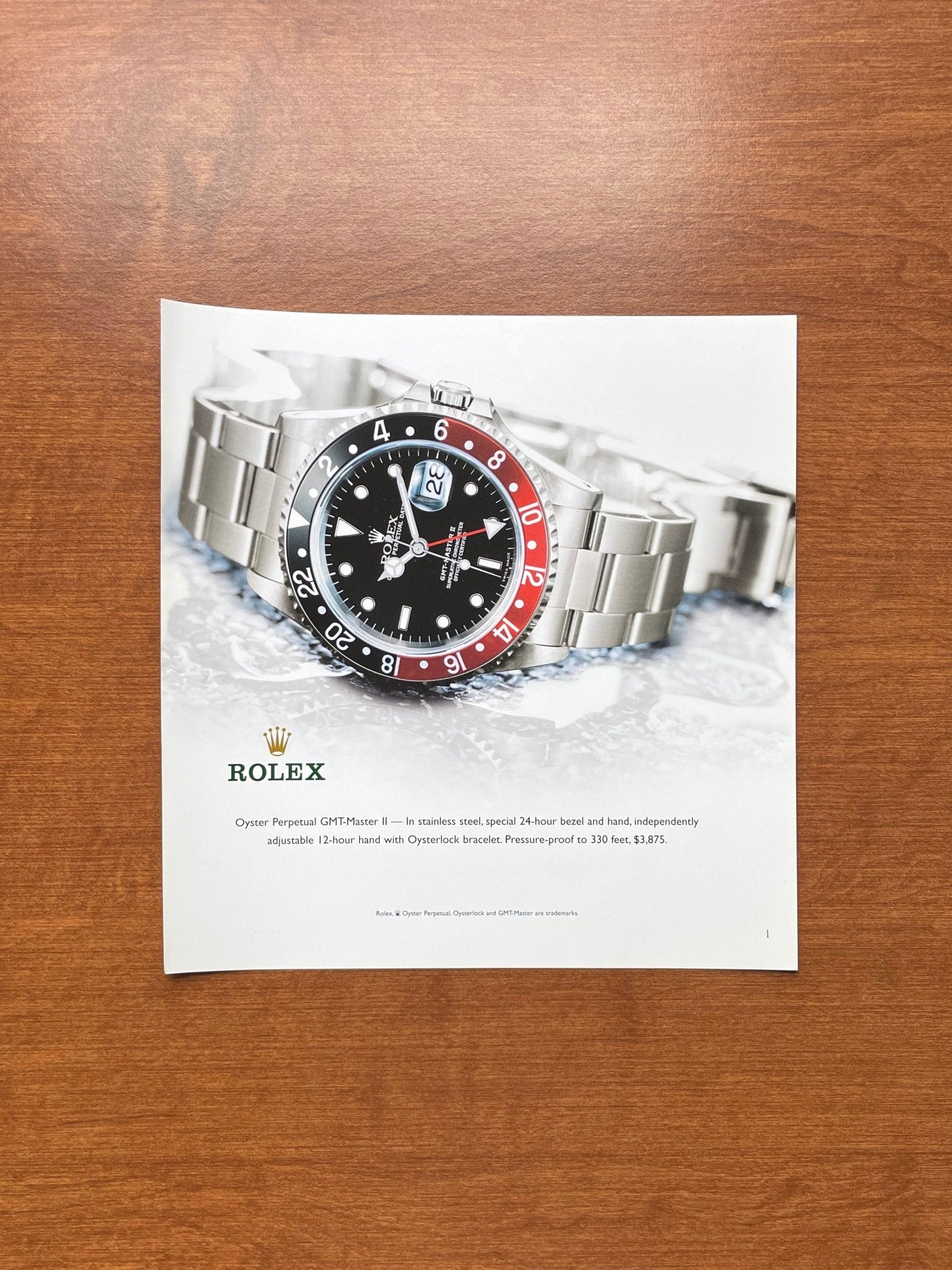 Rolex "Coke" GMT Master II Ref. 16710 Original Catalog Page Ad Patina