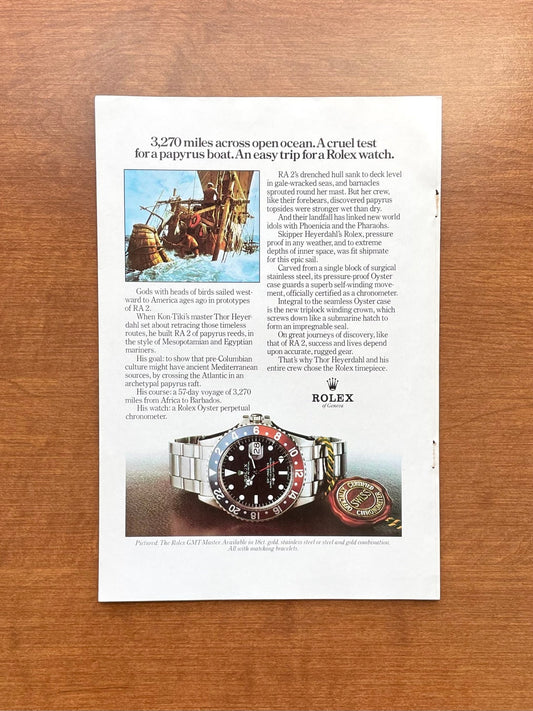 Rolex GMT Master Ref. 1675 "3,270 miles across open ocean..." Advertisement