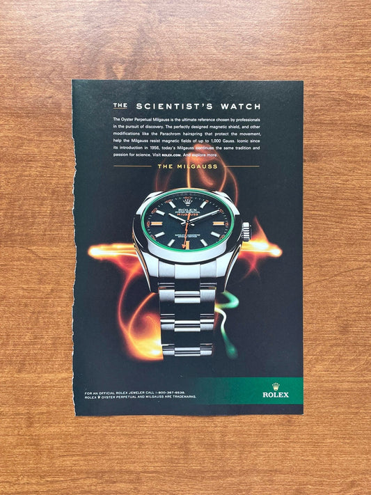 Rolex Milgauss Ref. 116400GV "Scientist's Watch" Advertisement