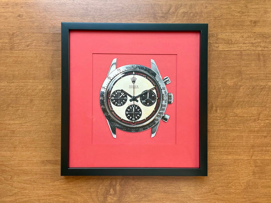 Rolex Paul Newman Daytona Ref. 6239 Original Magazine Page Image in Black Wood Frame