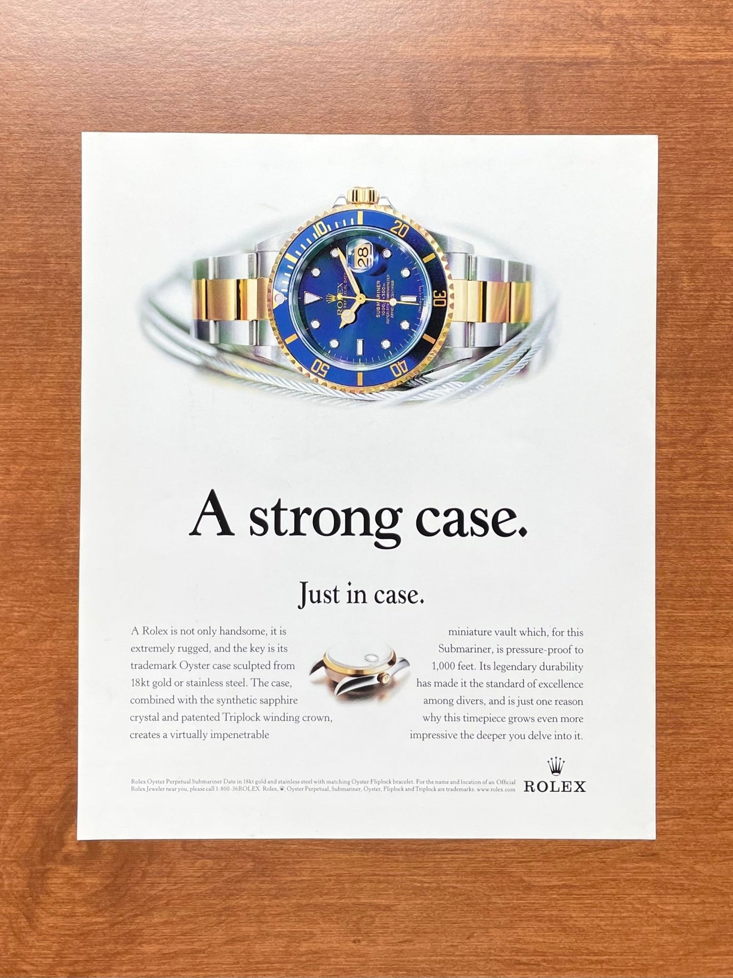 Rolex Submariner Ref. 16613 "A strong case. Just in case." Advertisement