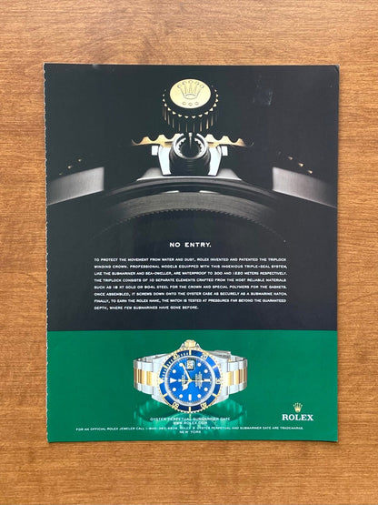 Rolex Submariner Ref. 16613 "No Entry." Advertisement