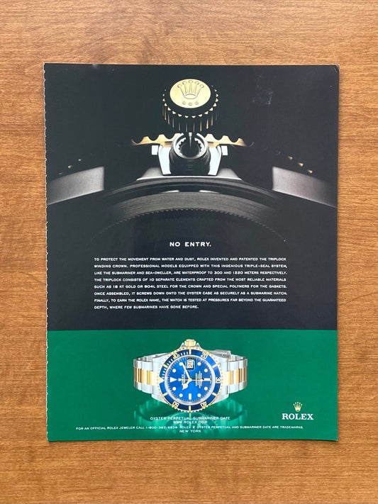 Rolex Submariner Ref. 16613 "No Entry." Advertisement