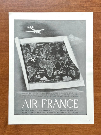 Vintage Air France Map Advertisement