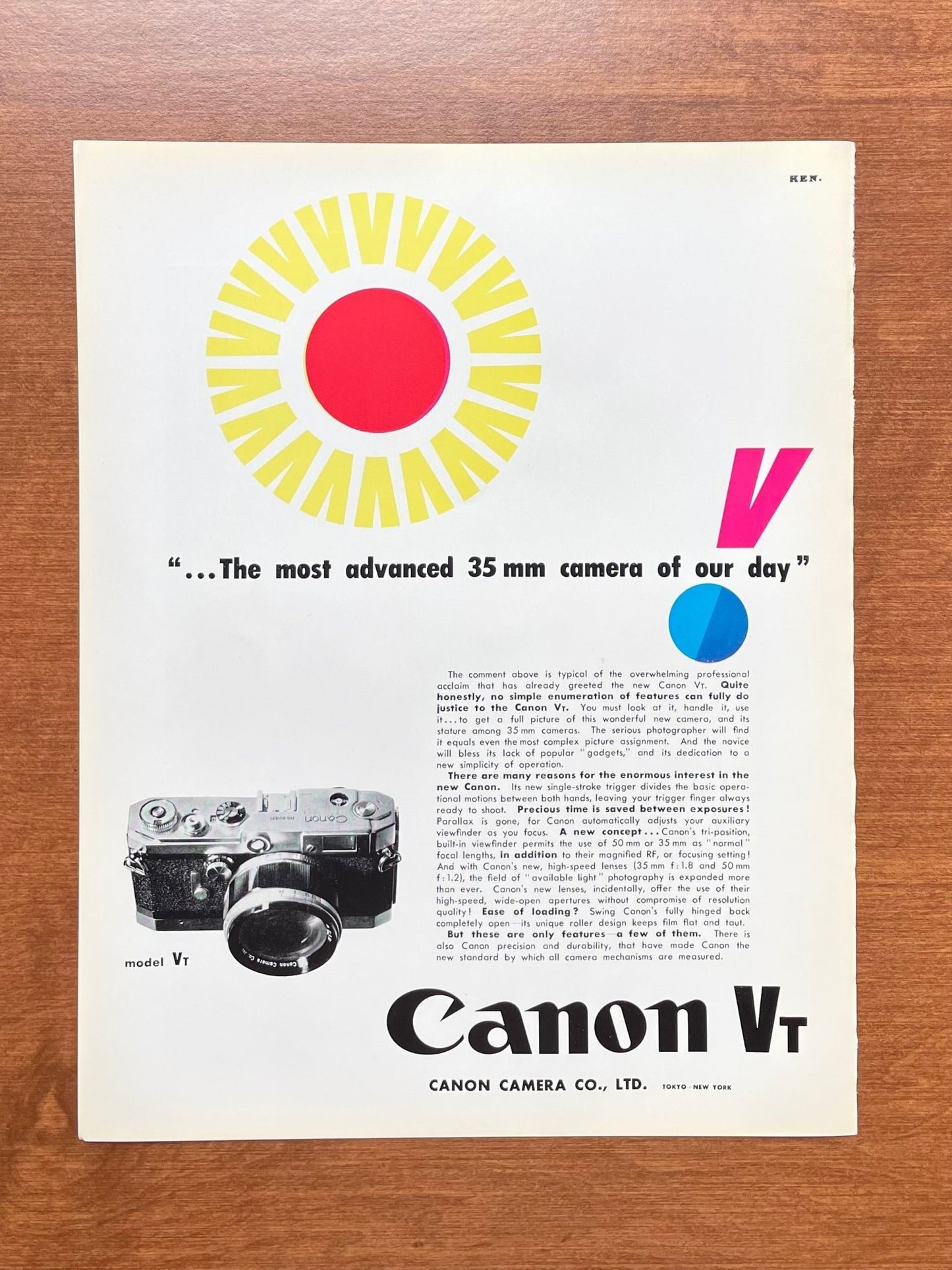 Vintage Canon 35mm Camera "most advanced..." Advertisement