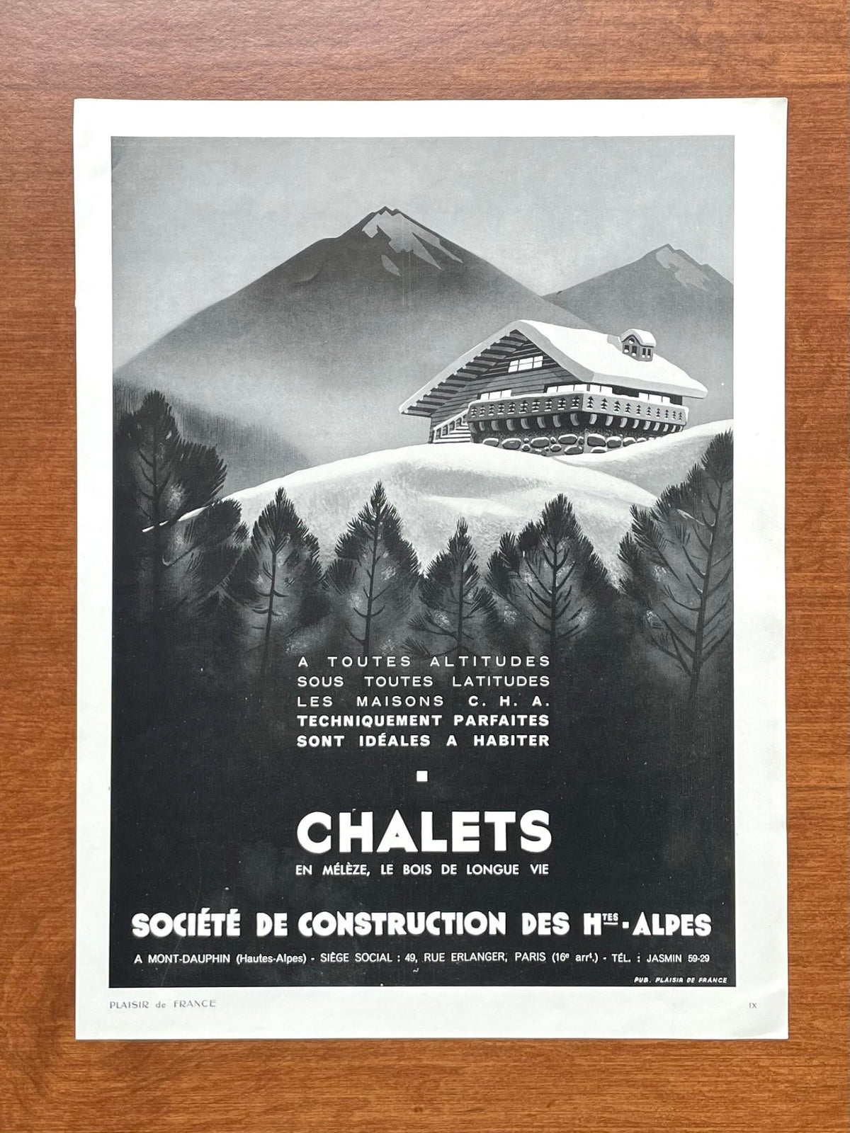 Vintage French Alps Chalets Travel Advertisement
