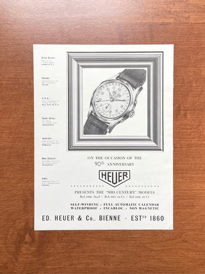 Vintage Heuer 90th Anniversary Advertisement