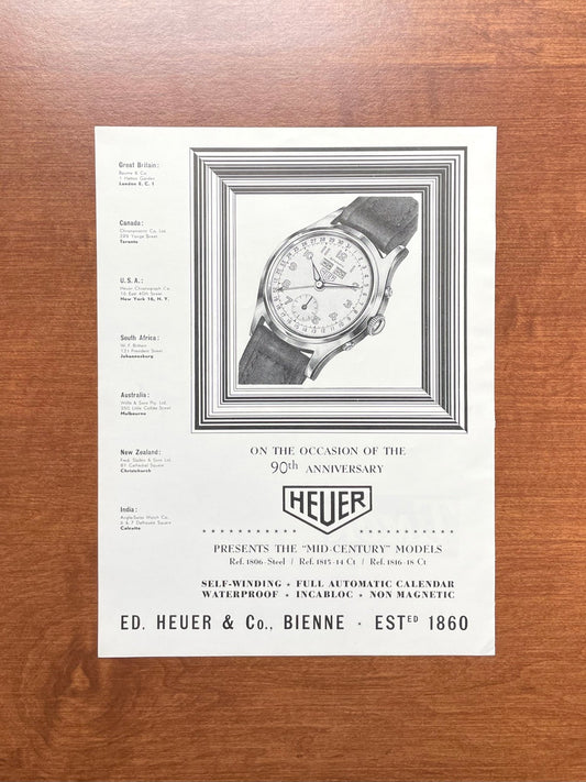 Vintage Heuer 90th Anniversary Advertisement