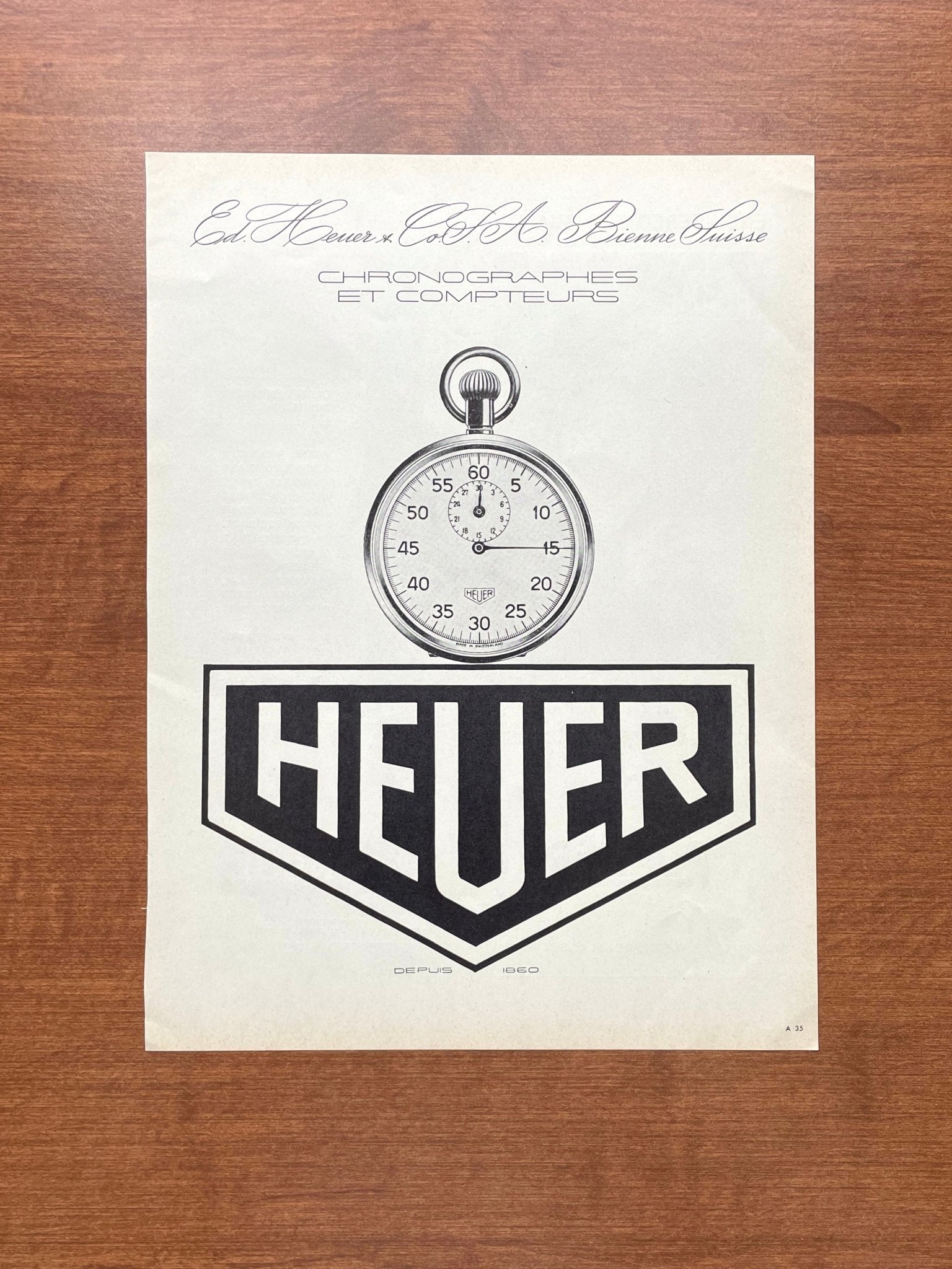 Vintage Heuer Shield Logo Advertisement
