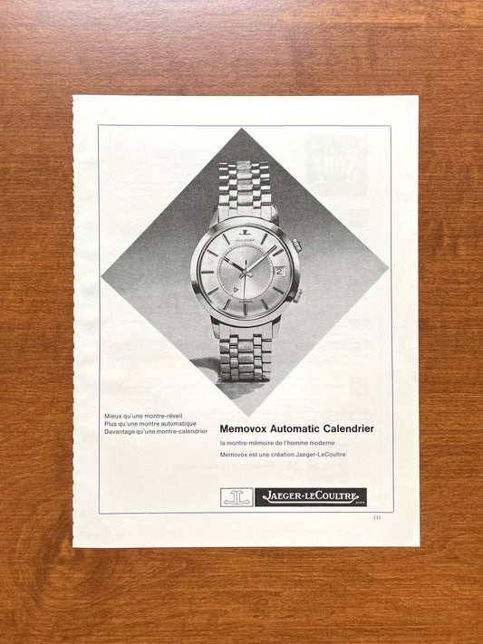 Vintage Jaeger Le Coultre Memovox Advertisement in French