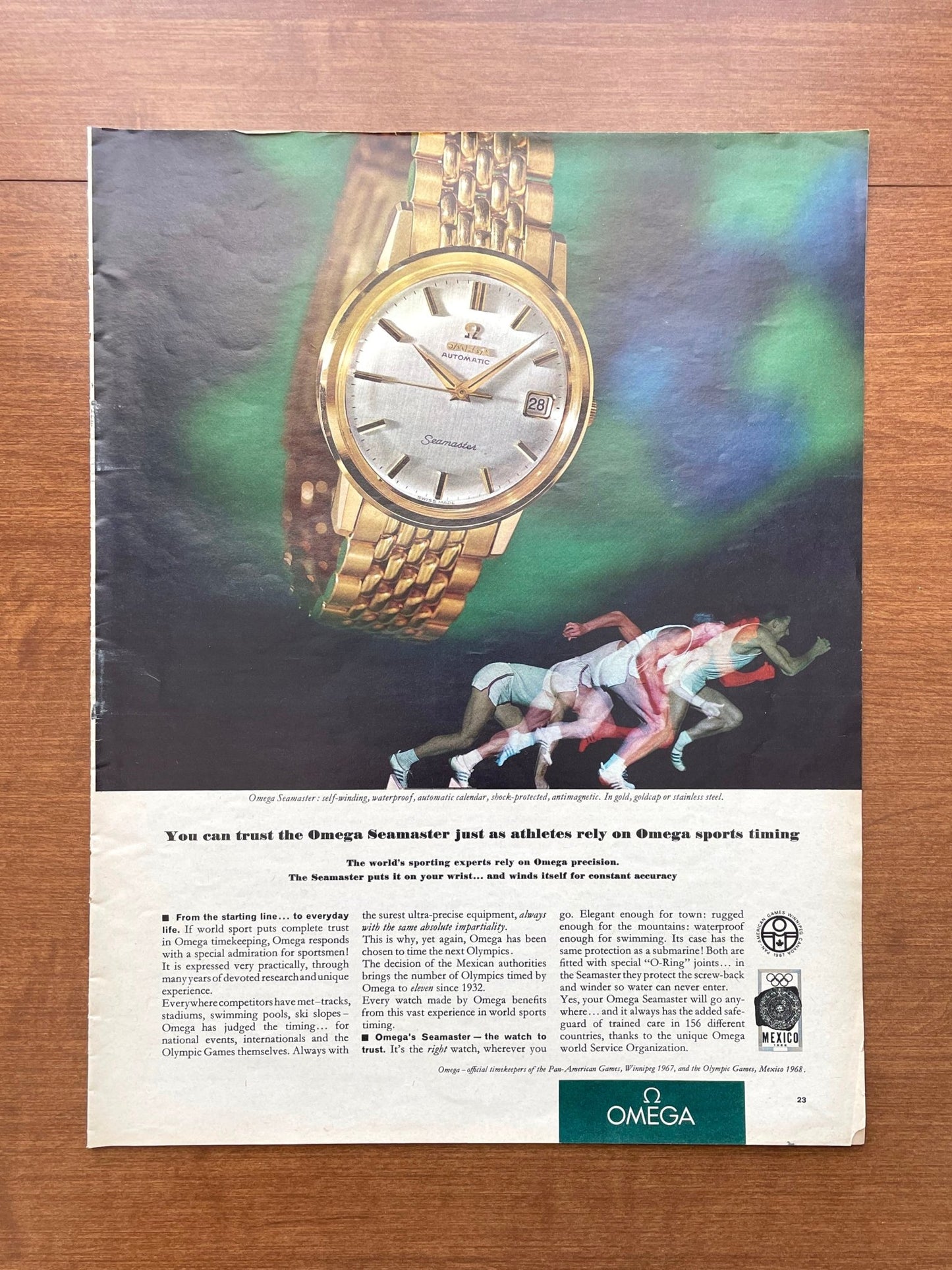 Vintage Omega Seamaster "athletes rely on..." Advertisement