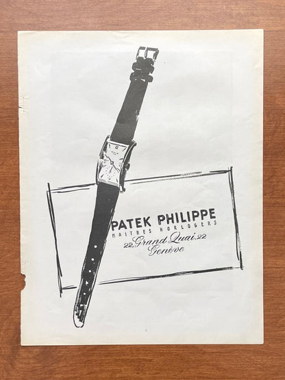 Vintage Patek Philippe Ref. 1593 "Hour Glass" Advertisement