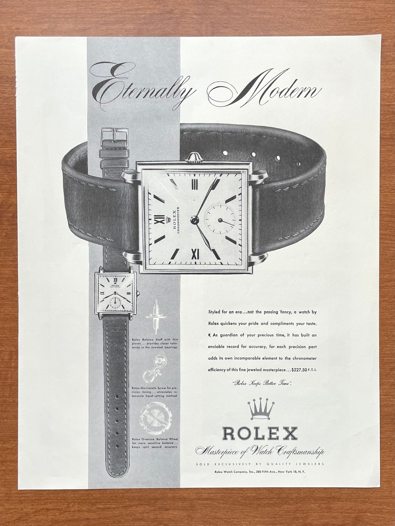 Vintage Rolex "Eternally Modern" Advertisement