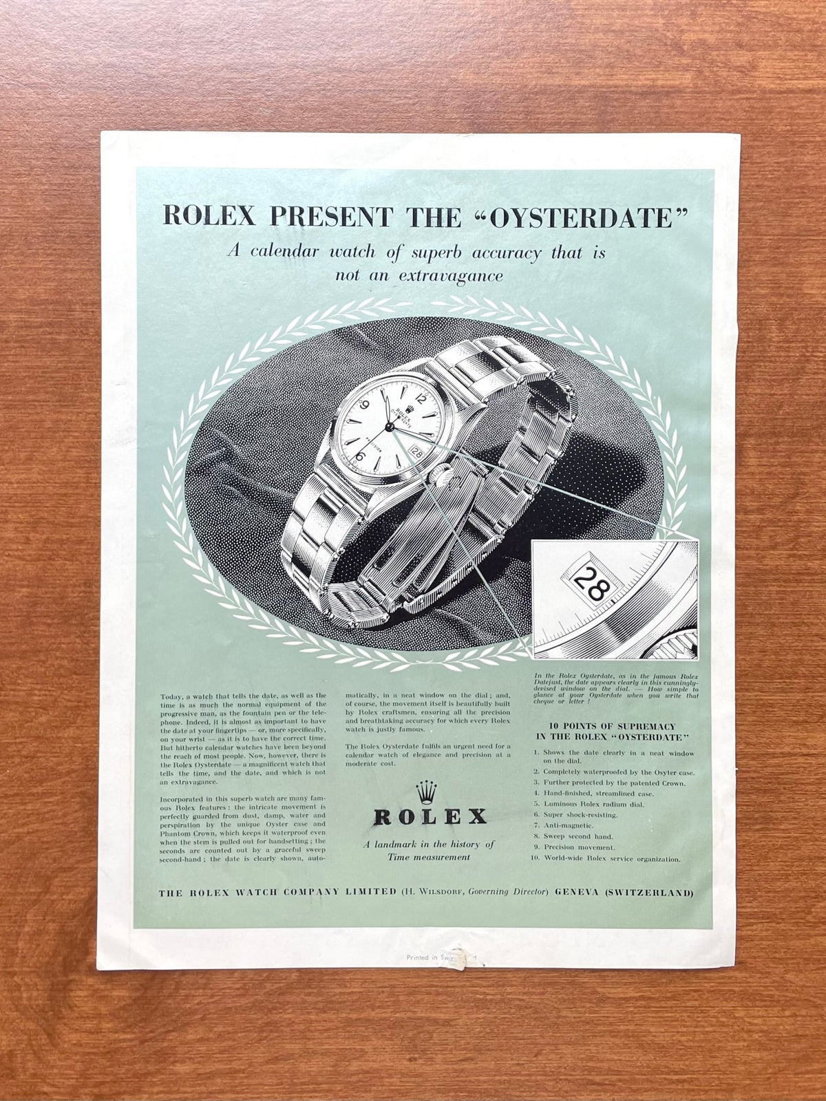 Vintage Rolex Oyster Date Advertisement