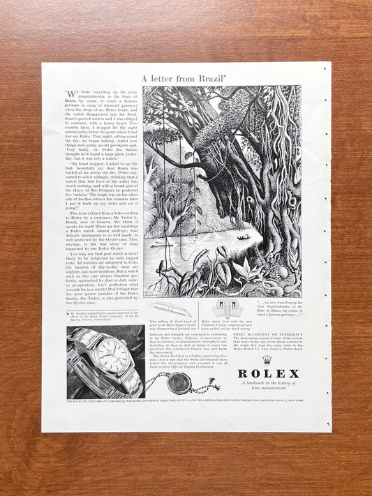 Vintage Rolex Oyster Perpetual "letter from Brazil" Eric Fraser Art Advertisement
