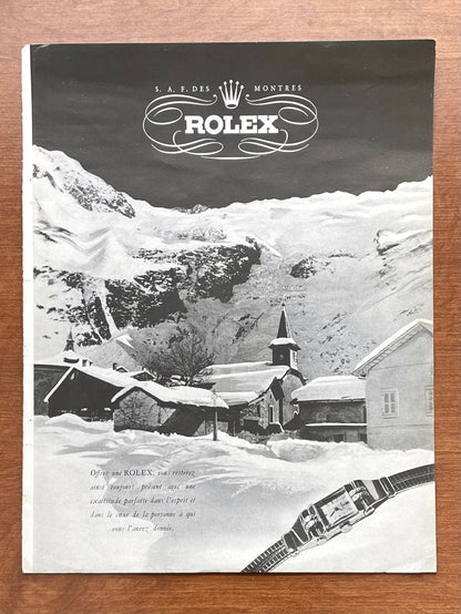 Vintage Rolex "winter scene" Advertisement in French