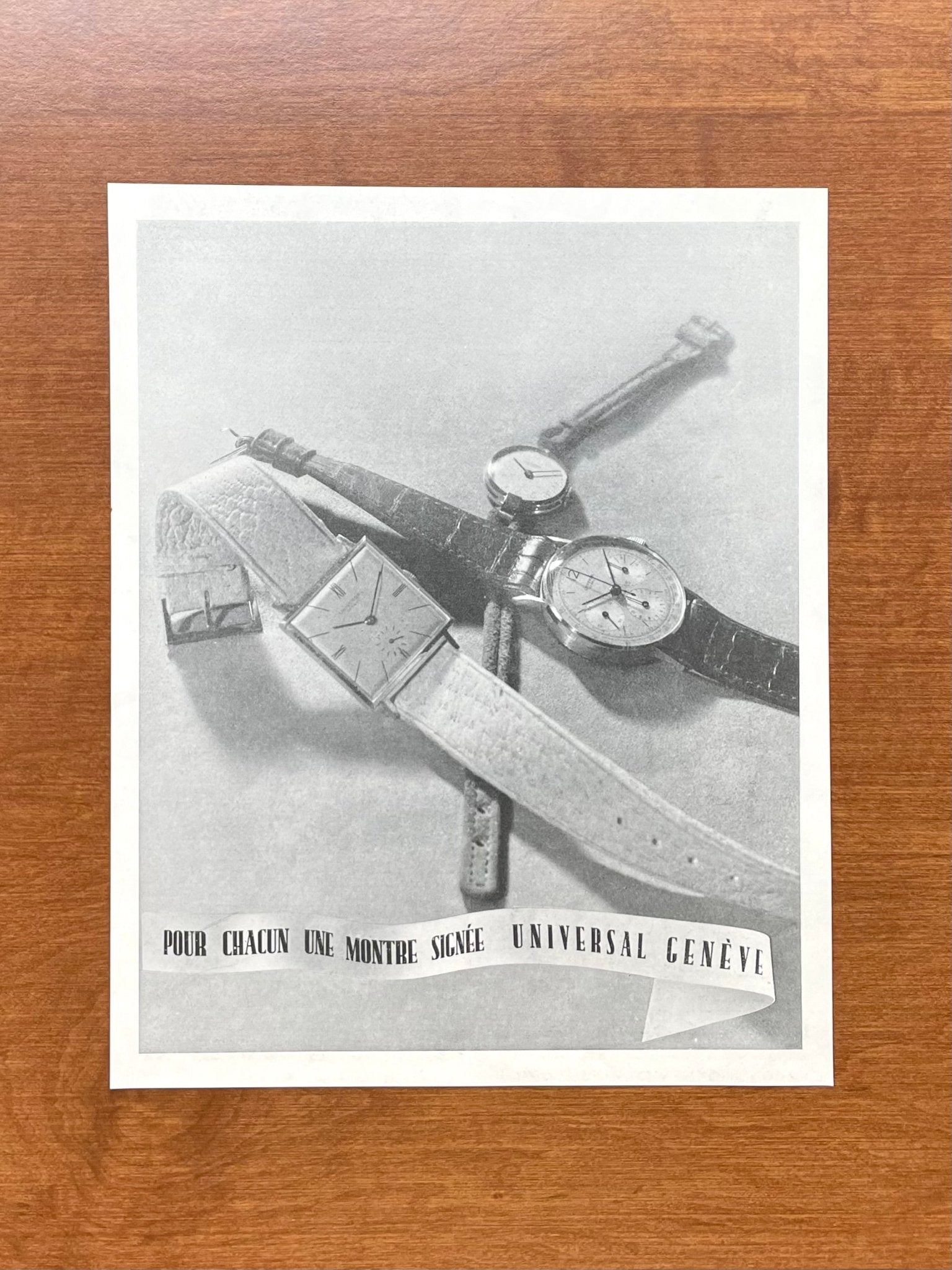 Vintage Universal Geneve "A Watch for Everyone..." Advertisement in French