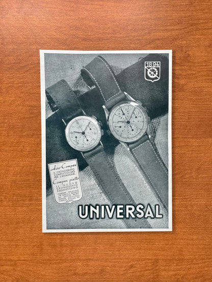 Vintage Universal Geneve Compax and Aero Compax Advertisement in Italian