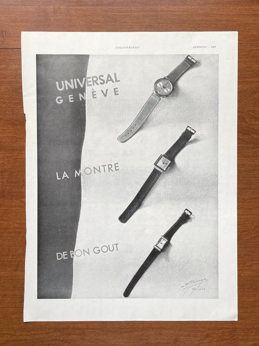 1939 Universal Geneve Watches Advertisement