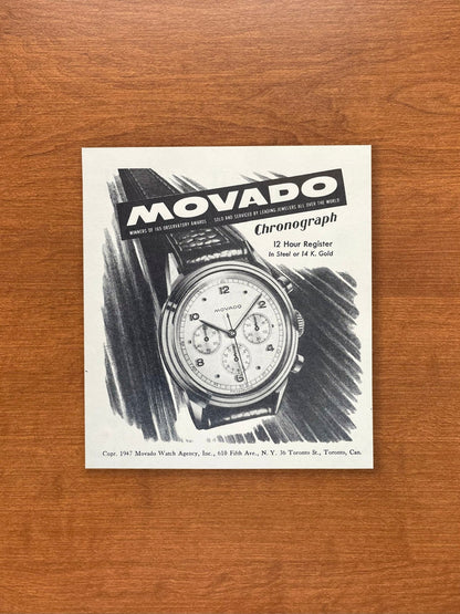 1947 Movado Chronograph Advertisement