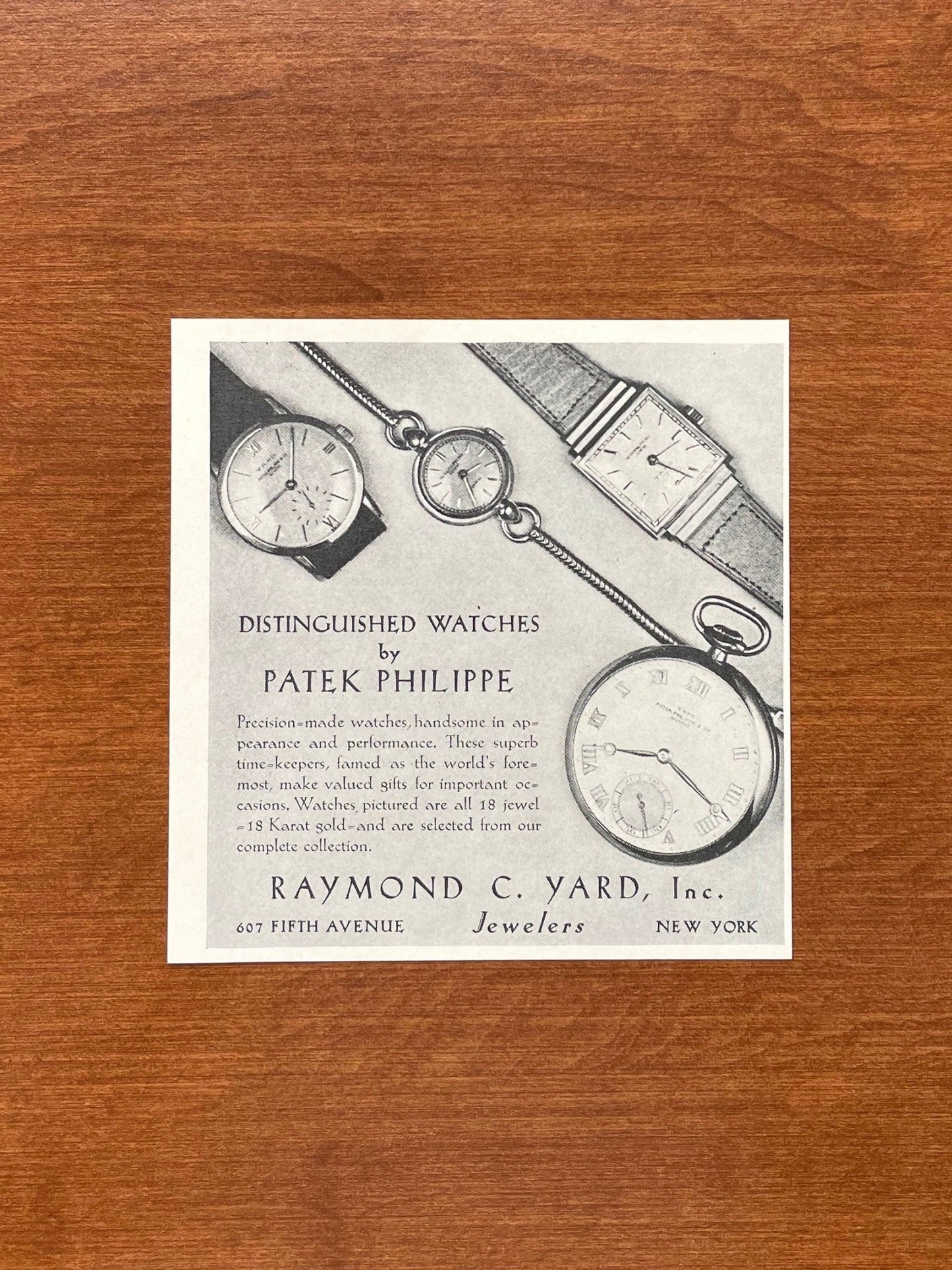 1947 Patek Philippe Watches at Yard Jewelers Advertisement