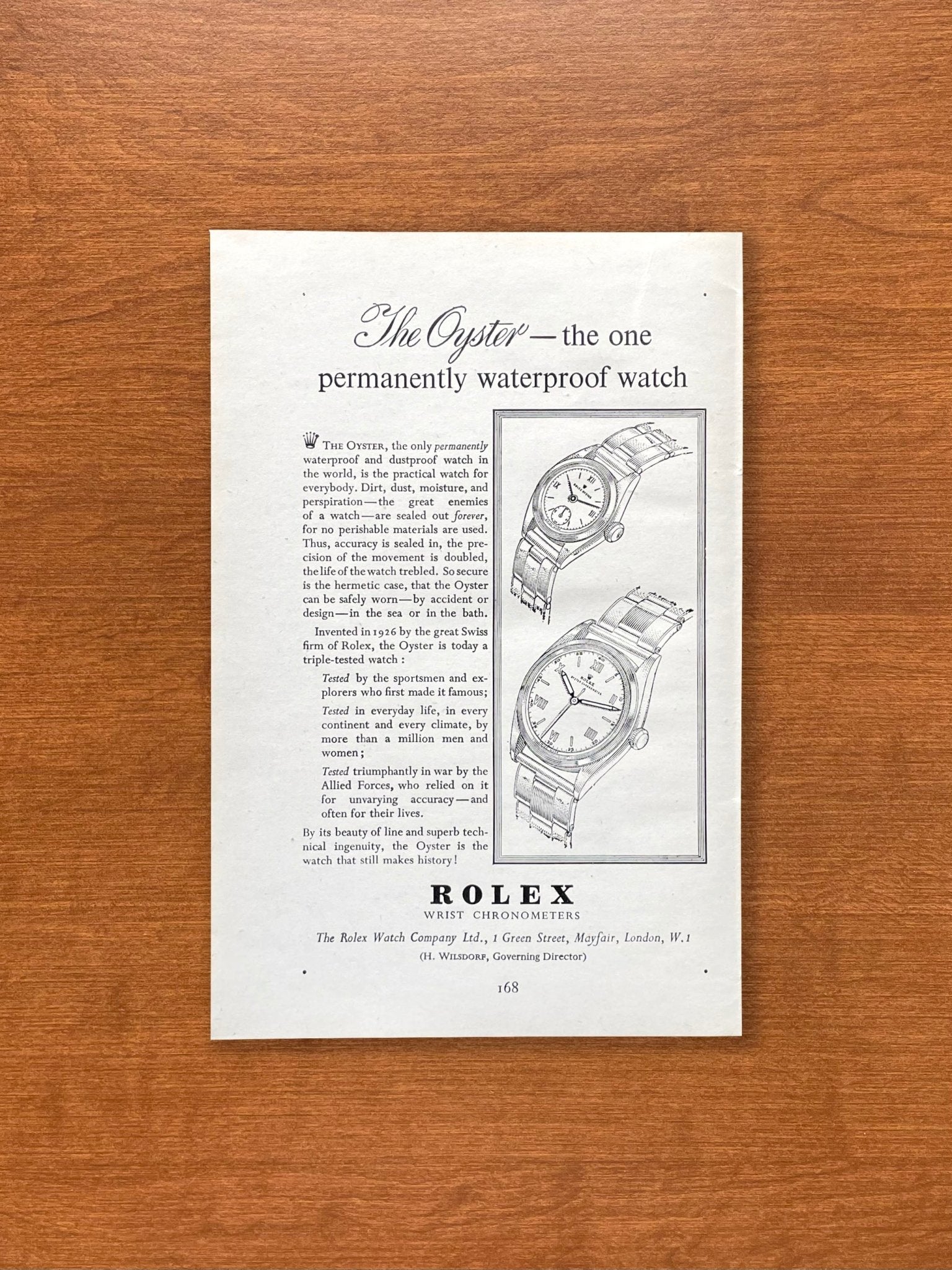 1948 Rolex Oyster Advertisement
