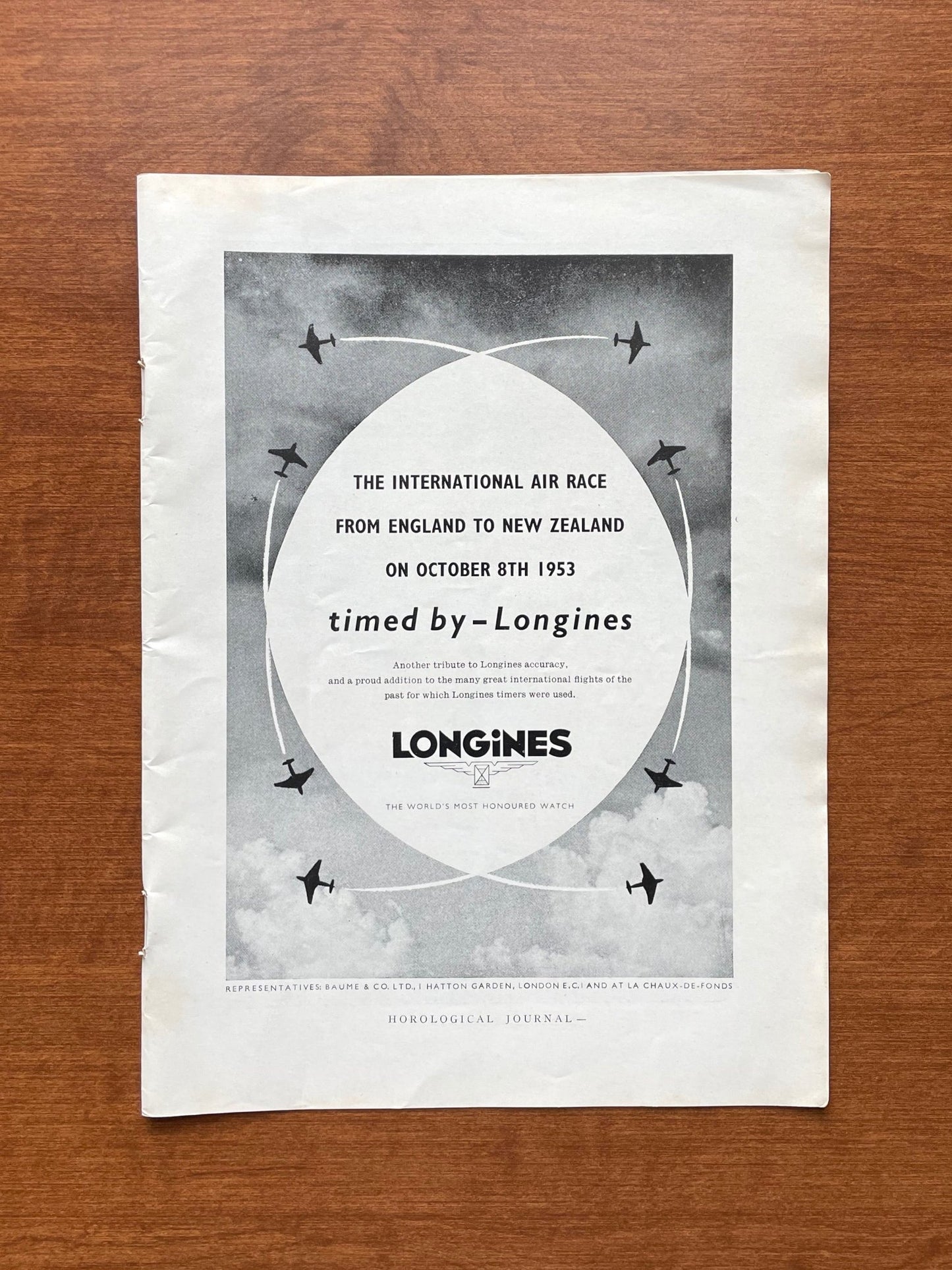 1953 Longines "International Air Race" Advertisement