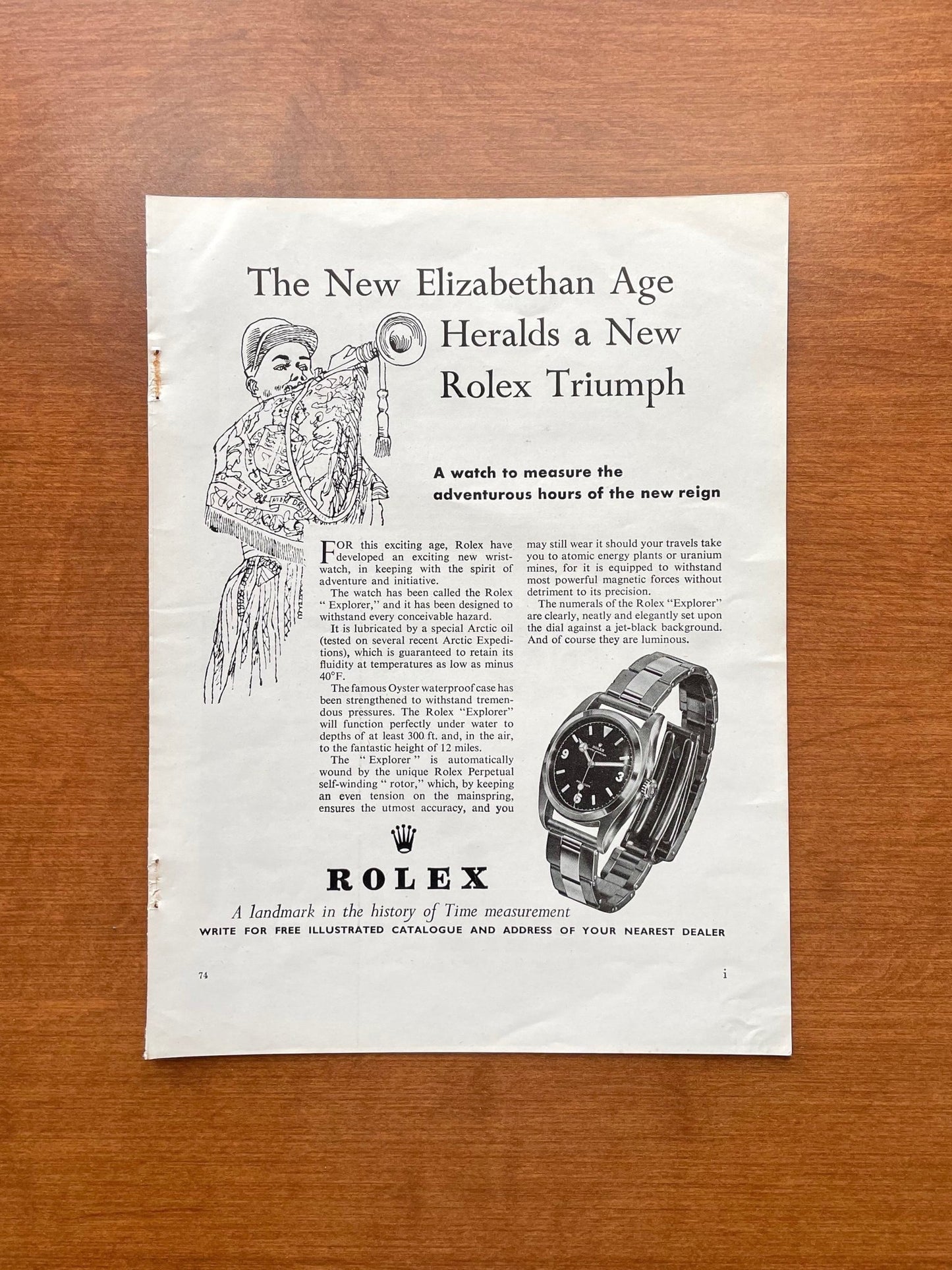 1954 Rolex Explorer Ref. 6150 "A New Rolex Triumph" Advertisement