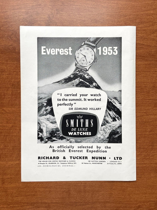 1954 Smiths Watches "Everest 1953" Advertisement