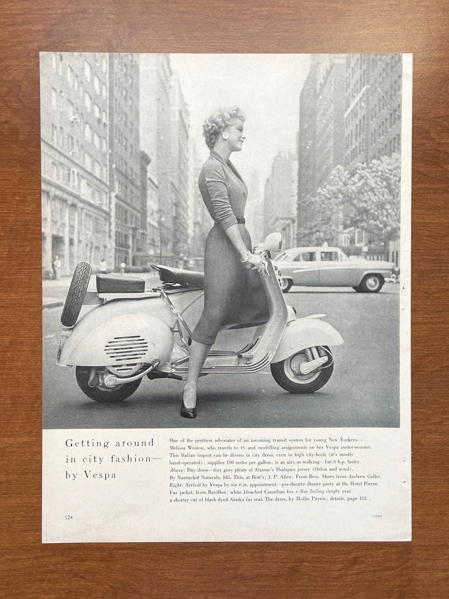 1956 Vespa Image in New York City Advertisement