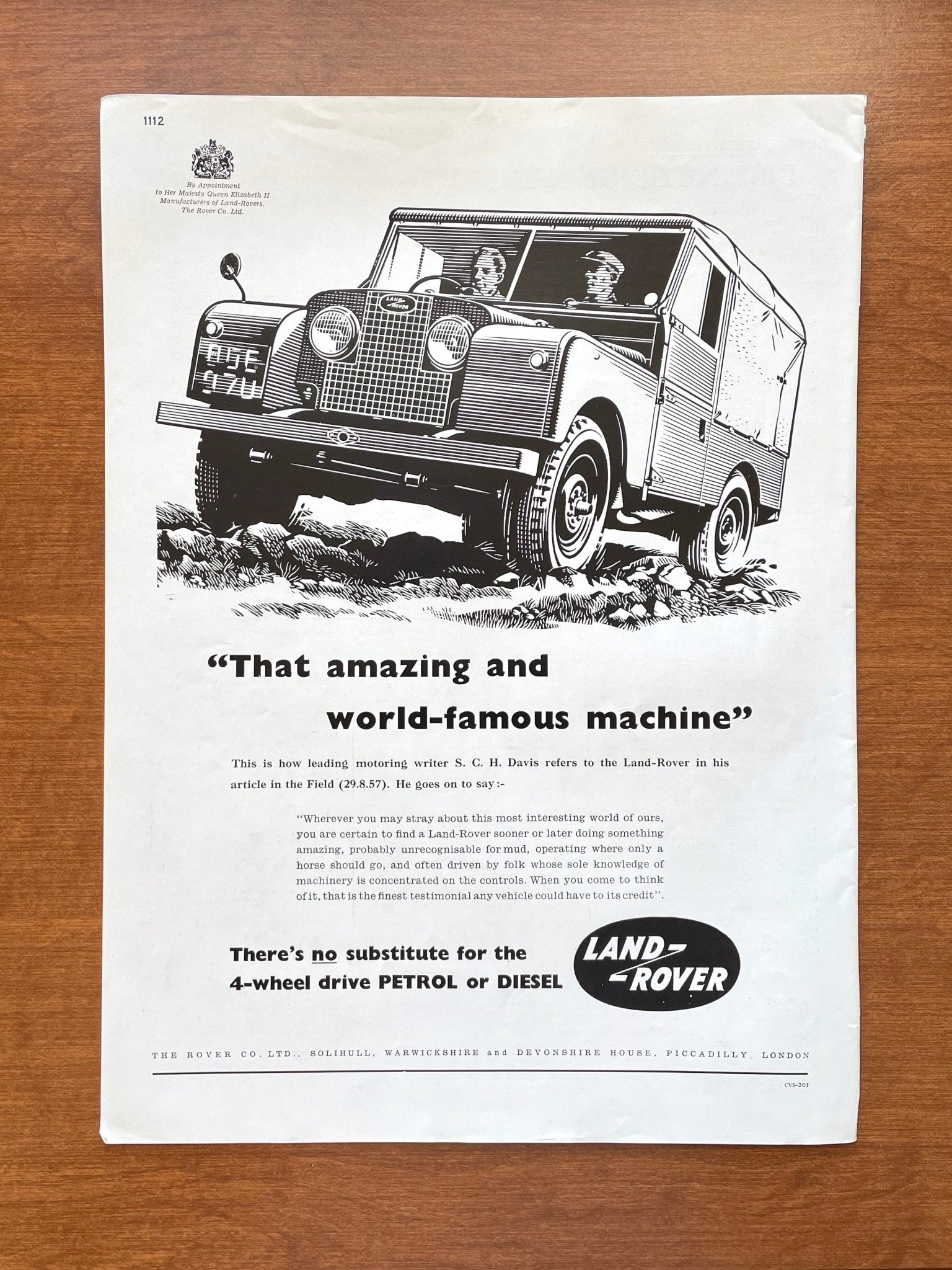 1957 Land Rover Series I "world-famous machine" Advertisement