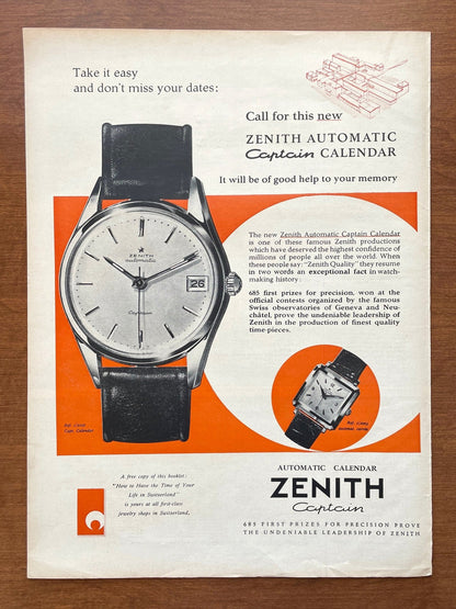 1957 Zenith Captain Calendar Advertisement