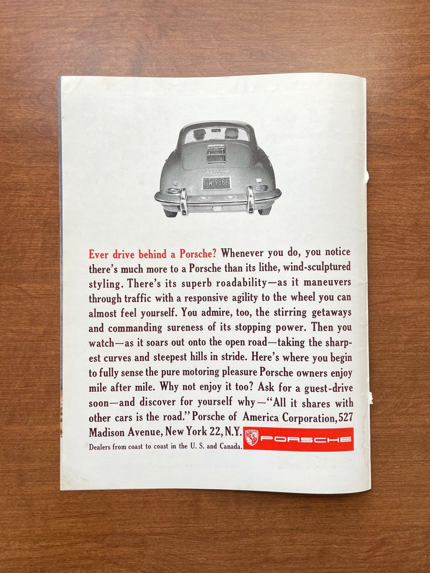 1961 Porsche "Ever drive behind a Porsche?" Advertisement
