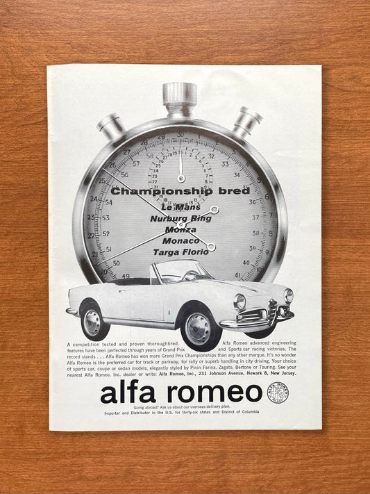 1962 Alfa Romeo "Championship bred" Advertisement