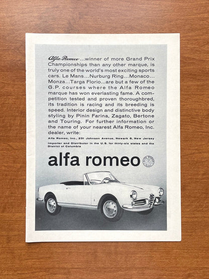 1962 Alfa Romeo "Grand Prix Championships..." Advertisement