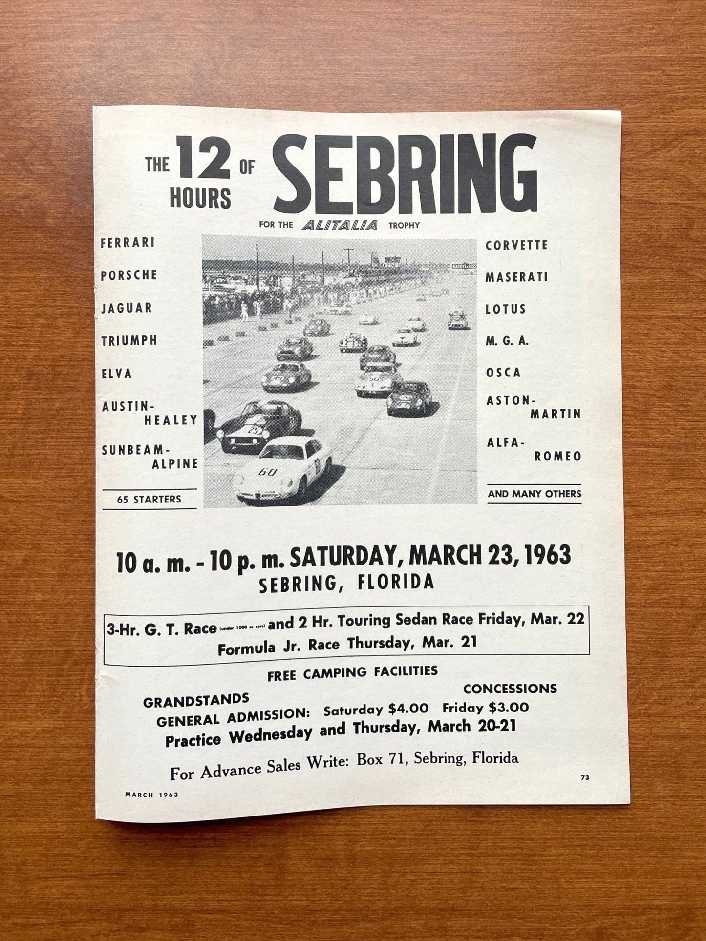 1963 12 Hours of Sebring Advertisement