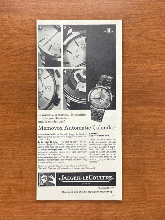 1963 Jaeger LeCoultre Memovox Automatic Calendar Advertisement