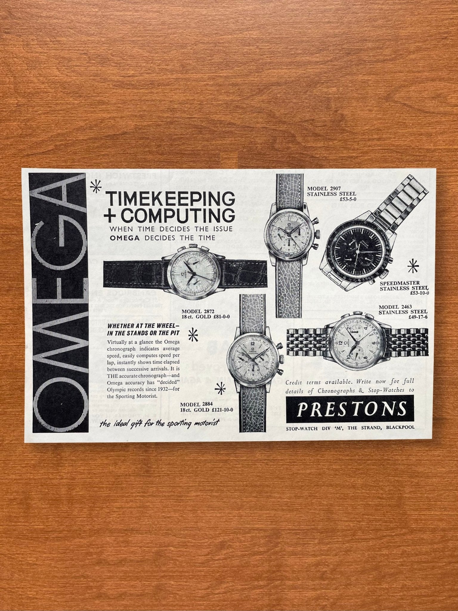 1963 Omega Timekeeping + Computing w/ Speedmaster Advertisement