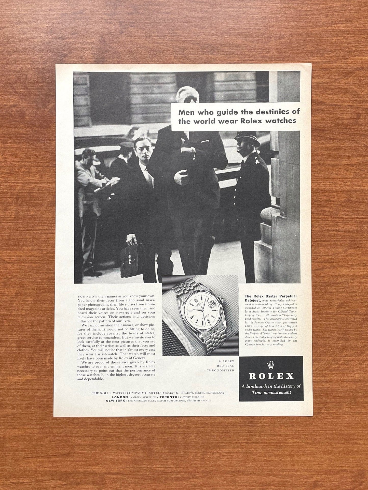 1963 Rolex Datejust "Men who guide the destinies..." Advertisement