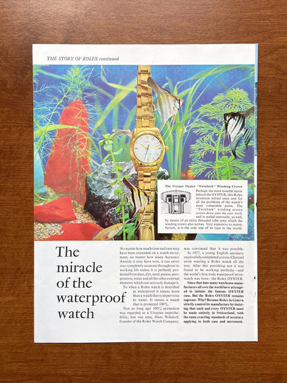 1963 Rolex Oyster Perpetual "miracle of the waterproof watch" Advertisement
