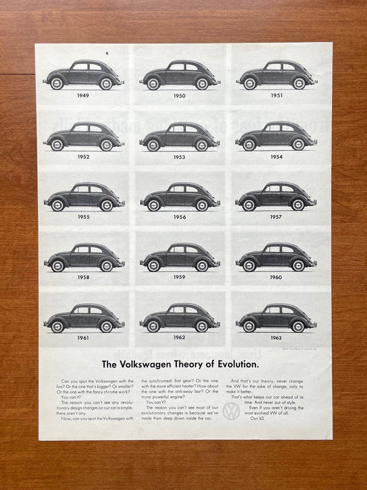 1963 Volkswagen VW Beetle "Theory of Evolution." Advertisement
