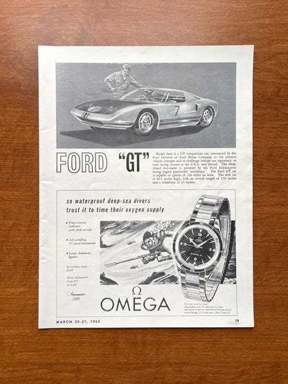 1964 Omega Seamaster 300 "time their oxygen supply" Advertisement