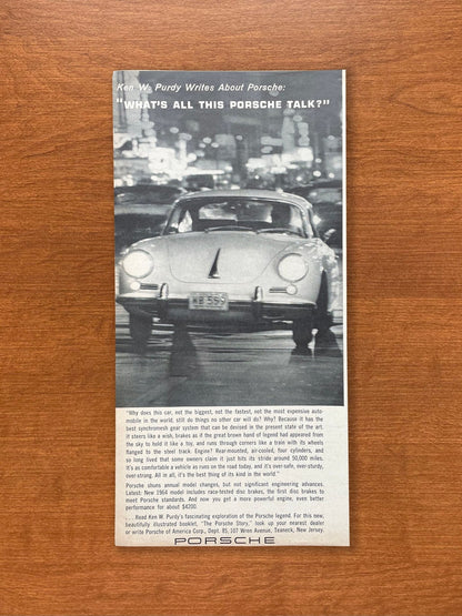 1964 Porsche "What's all this Porsche talk?" Advertisement
