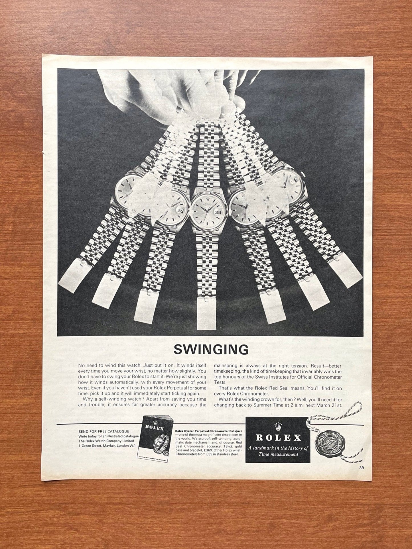 1964 Rolex Datejust  "Swinging" Advertisement