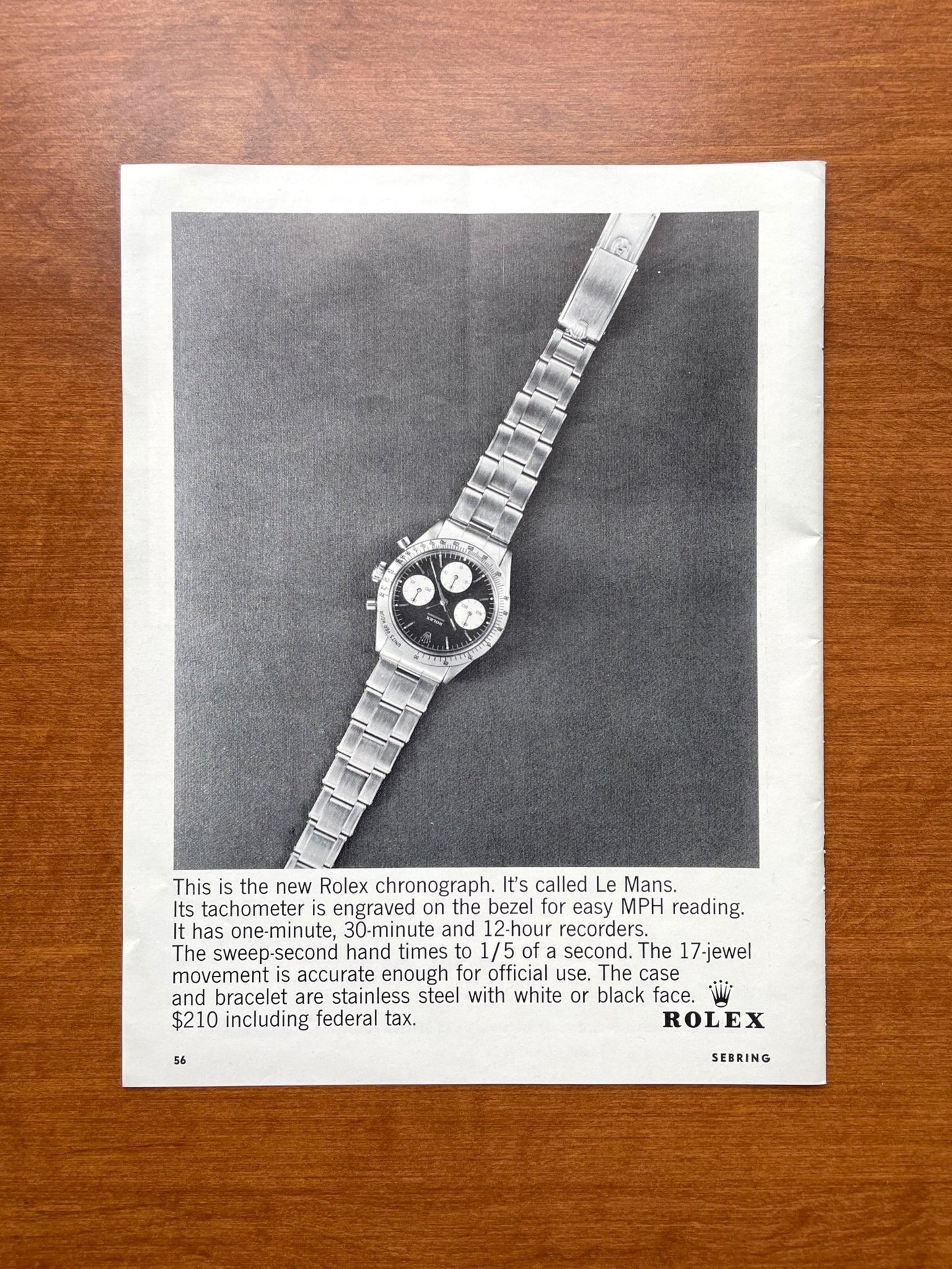 1964 Rolex Daytona Ref. 6239 "It's called Le Mans." Advertisement