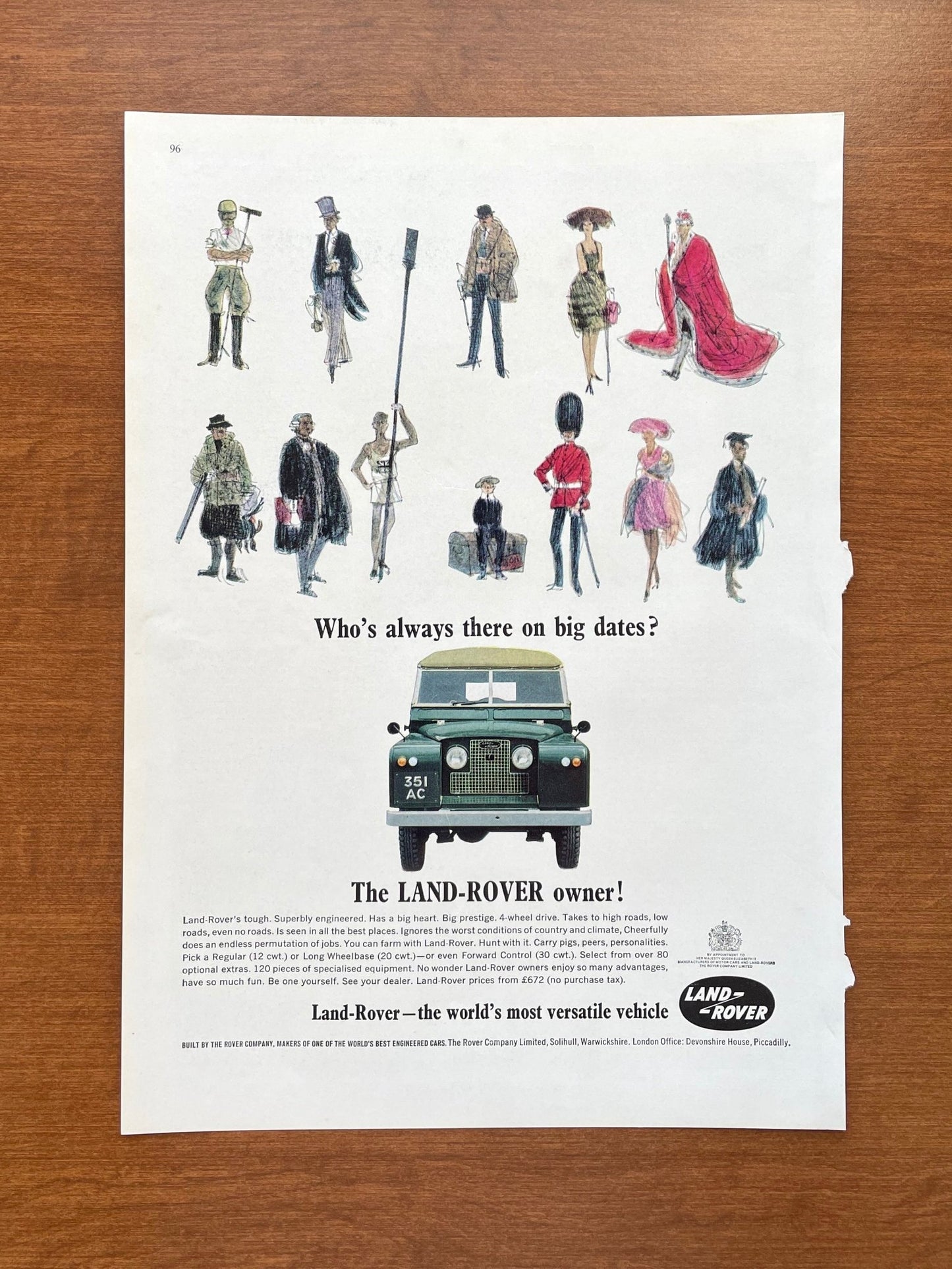 1965 Land Rover Series II "always there on big dates?" Advertisement