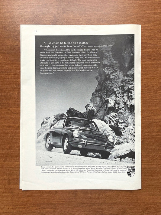1966 Porsche "through rugged mountain country." Advertisement