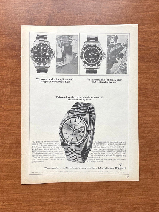 1966 Rolex Ad w/ GMT Master, Submariner, and Datejust Advertisement